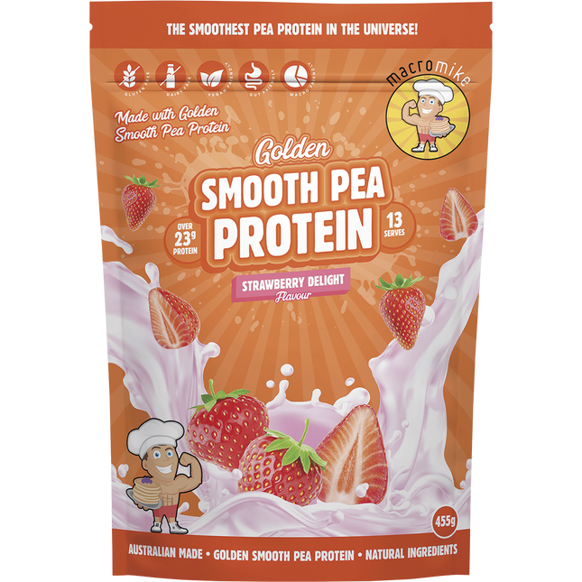 MACRO MIKE Golden Smooth Pea Protein Strawberry Delight 455g