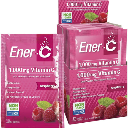 MARTIN & PLEASANCE Ener-c 1000mg Vitamin C Drink Mix Raspberry Sachets 12pk | Vitamin Supplement