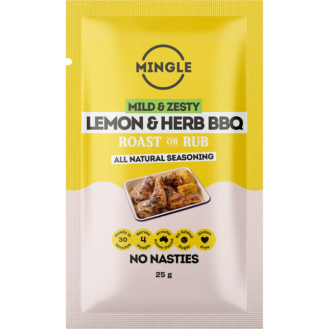 MINGLE Lemon & Herb BBQ Roast or Rub Seasoning 12x25g | Herbs & Spices