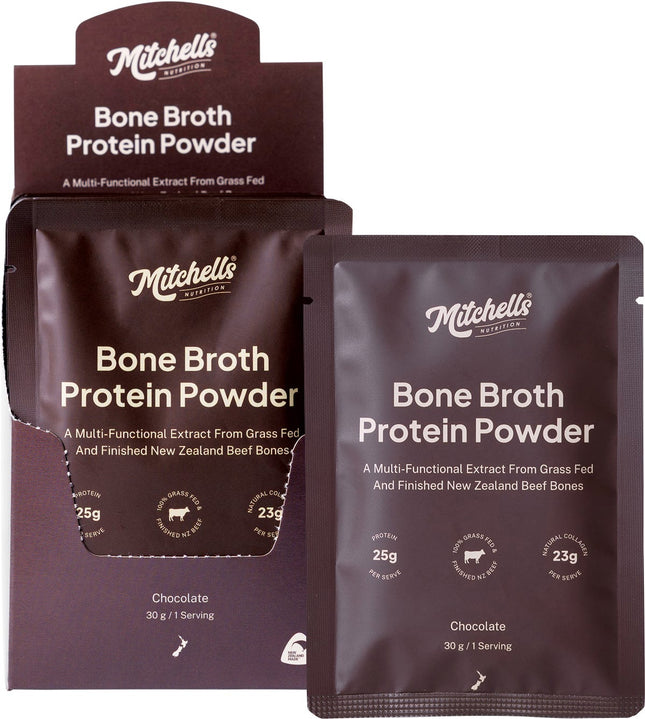 Mitchells Nutrition - Bone Broth Protein Powder Chocolate - 10x30g