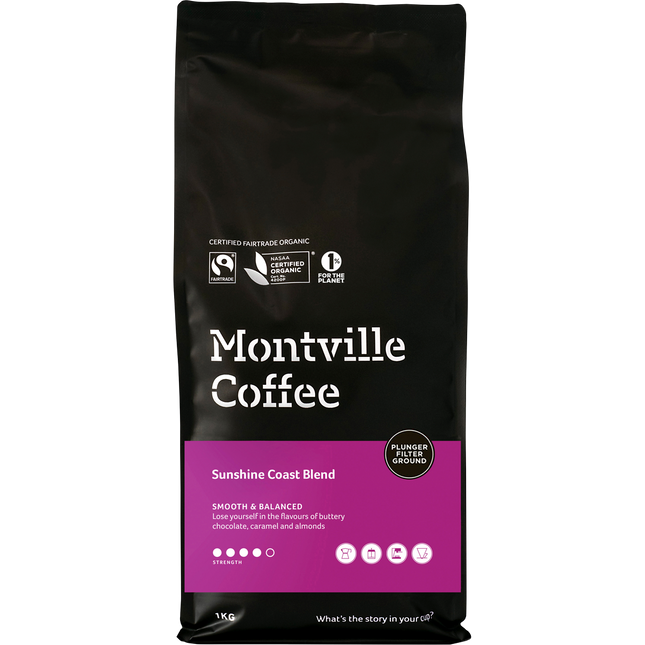 Montville Coffee Ground Plunger Sunshine Coast Blend 1kg