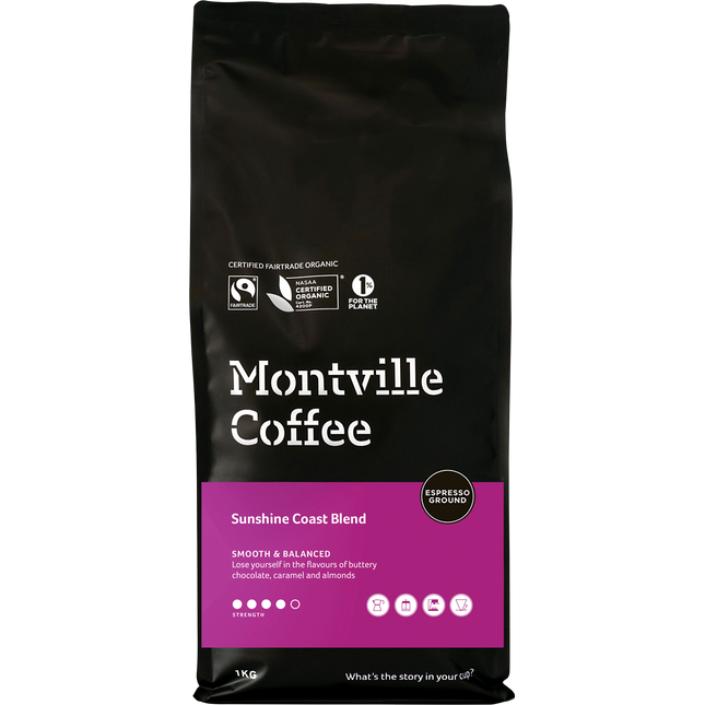 Montville Coffee Ground Espresso Sunshine Coast Blend 1kg