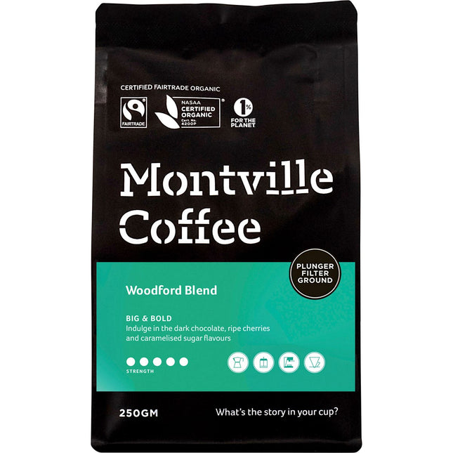 MONTVILLE COFFEE Coffee Ground Plunger Woodford Blend 250g