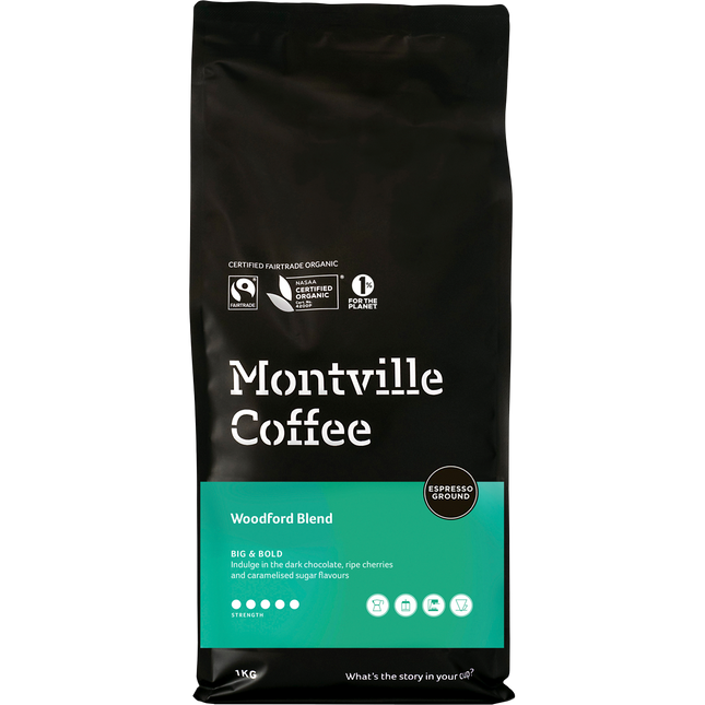 Montville Coffee Ground Espresso Woodford Blend 1kg