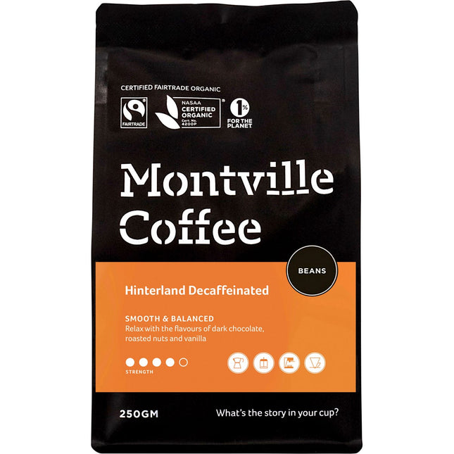 MONTVILLE COFFEE Decaf Coffee Beans Hinterland Blend 250g