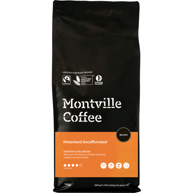 Montville Coffee Decaf Coffee Beans Hinterland Blend 1kg