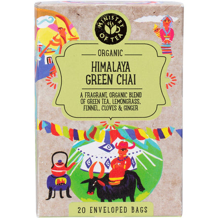 MINISTRY of TEA Organic Himalaya Green Chai Tea Bags 20pk | Personal Wipe