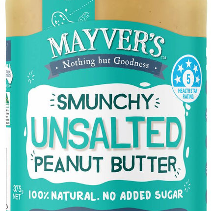 MAYVERS SMUNCHY UNSALTED PEANUT BUTTER G/F 375G