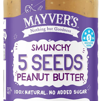 MAYVERS SMUNCHY PROTEIN PEANUT BUTTER WITH 5 SUPER SEEDS G/F 375G