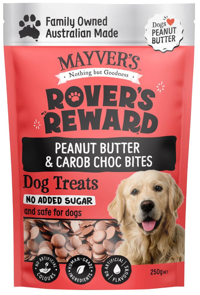 MAYVERS ROVERS REWARD PEANUT BUTTER AND CAROB CHOC BITES 250G