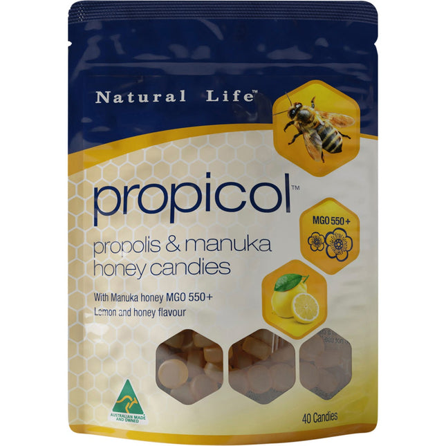 NATURAL LIFE Propicol Propolis & Manuka Honey Candies 40pcs | Cooking Salt