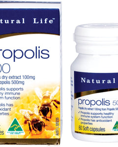 NATURAL LIFE Propolis 500mg Capsules 60 Caps | Bee Product