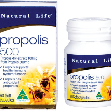 NATURAL LIFE Propolis 500mg Capsules 60 Caps | Bee Product