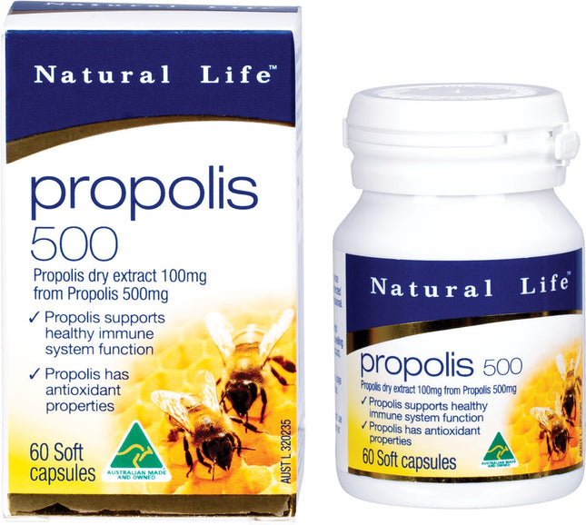 NATURAL LIFE Propolis 500mg Capsules 60 Caps | Bee Product