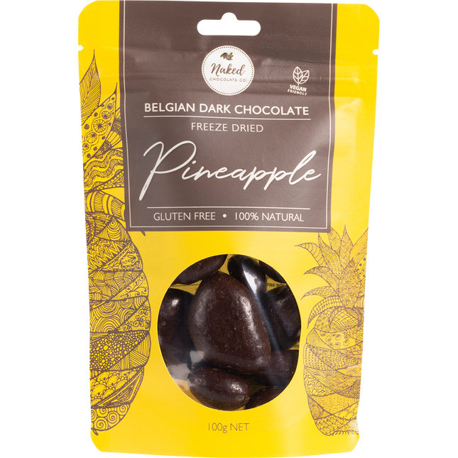 Naked Chocolate Co Freeze Dried Pineapple Dark Chocolate 100g
