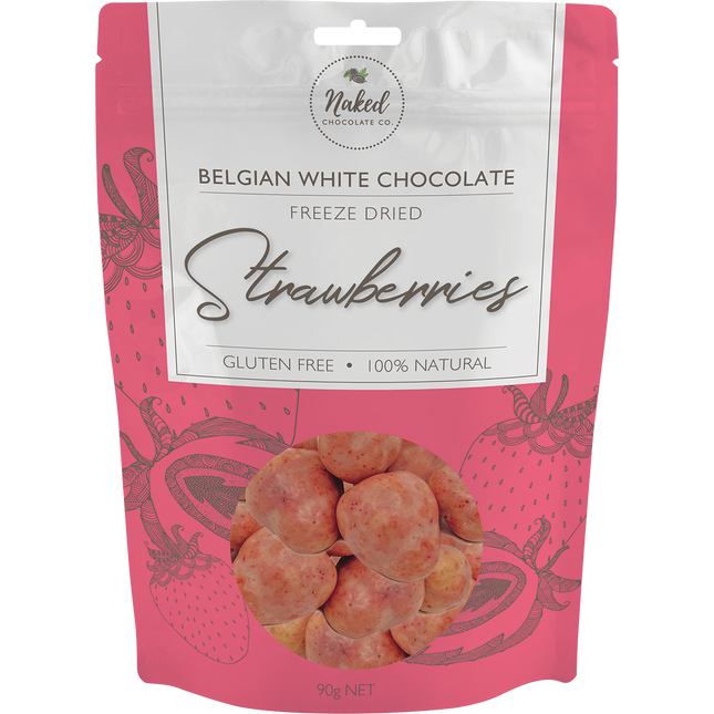 Naked Chocolate Co Freeze Dried Strawberries White Chocolate 90g