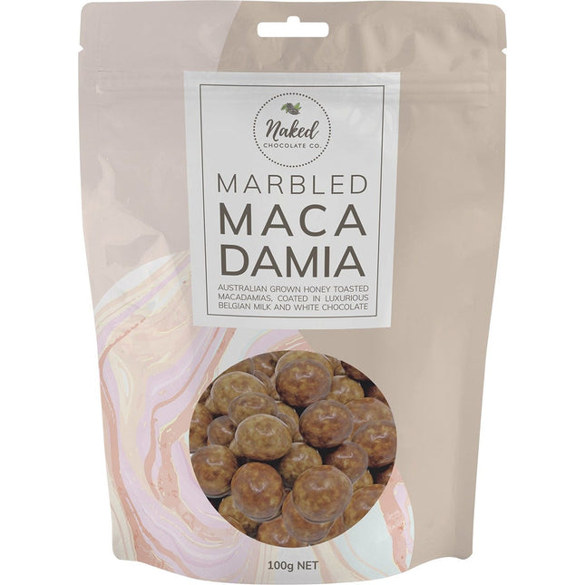 NAKED CHOCOLATE CO Marbled Macadamia Milk and White Chocolate 100g | Adaptogen