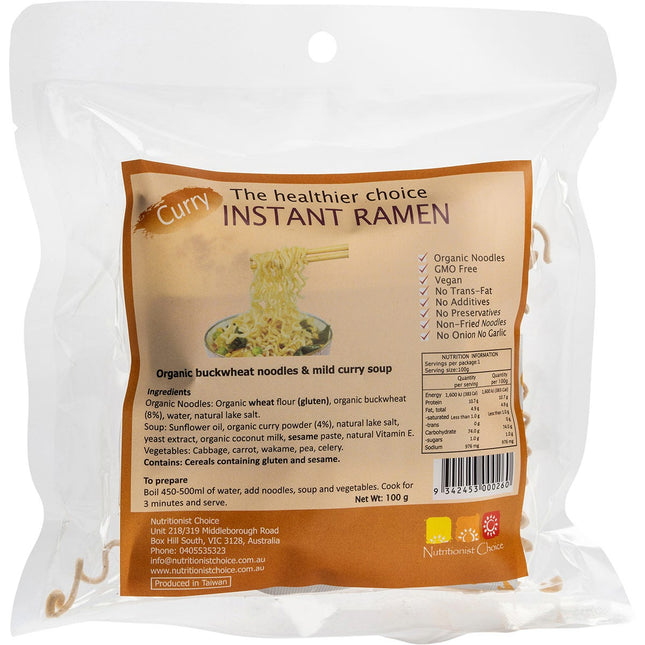 NUTRITIONIST CHOICE Instant Buckwheat Ramen Mild Curry 100g | Grains & Pasta