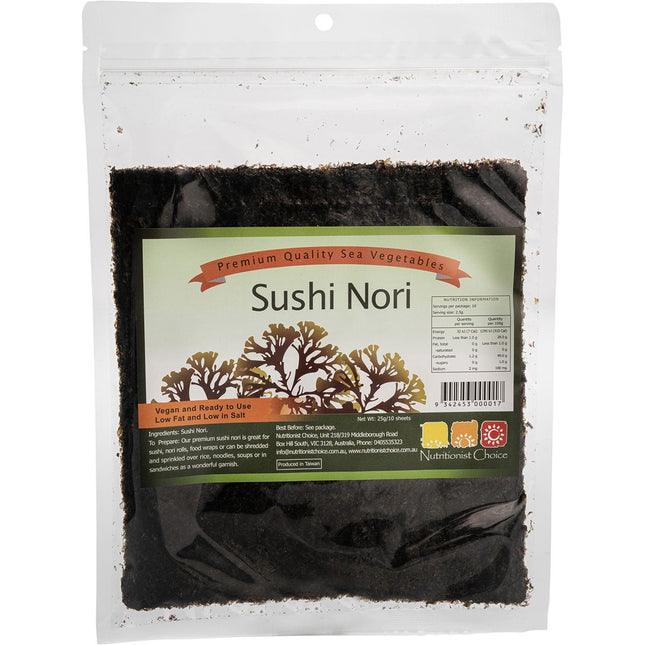 NUTRITIONIST CHOICE Sushi Nori 10 Sheets 25g | Superfood Powder