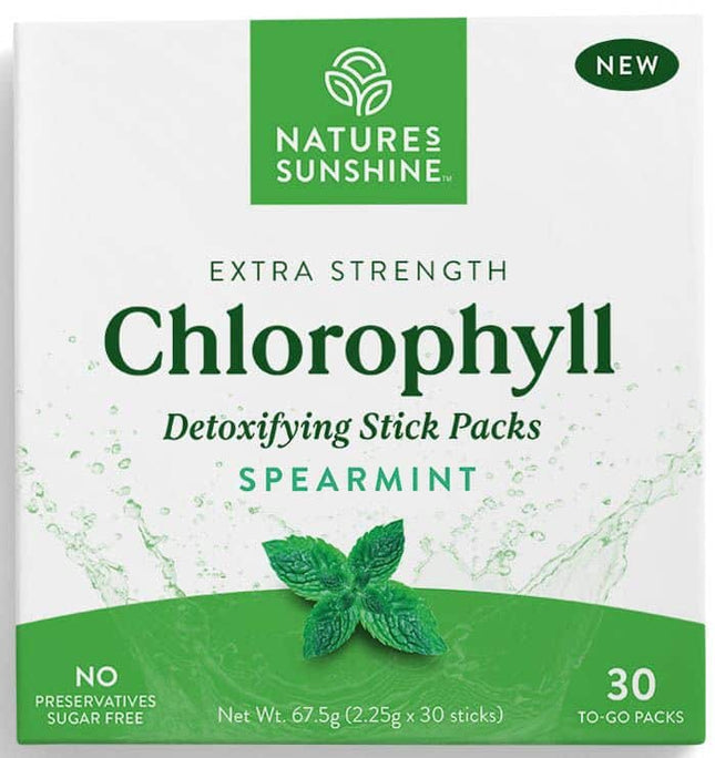 NATURES SUNSHINE EXTRA STRENGTH CHLOROPHYLL STICK PACKS SPEARMINT 30 TO-GO PACKS