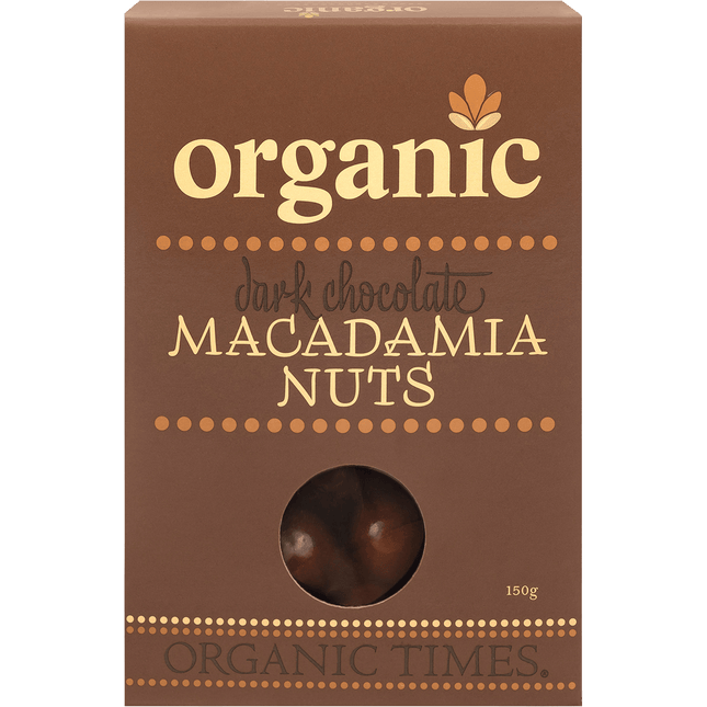 Organic Times Dark Chocolate Macadamia Nuts 150g
