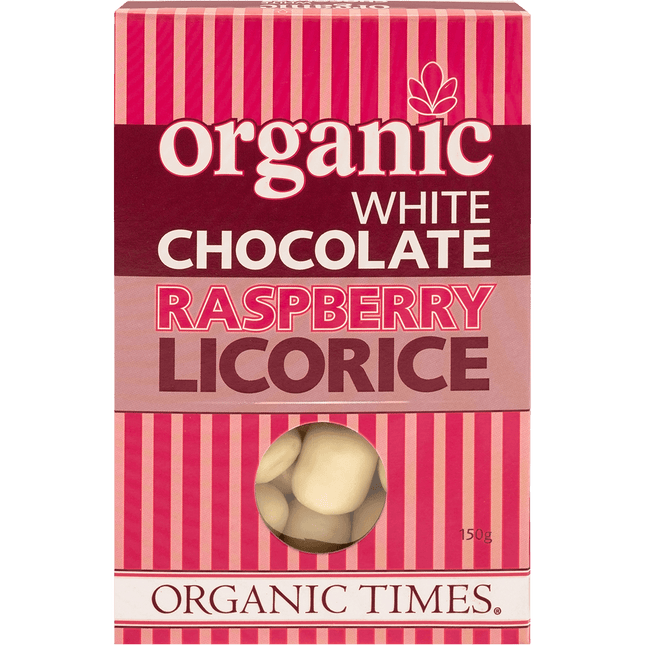 Organic Times White Chocolate Raspberry Licorice 150g