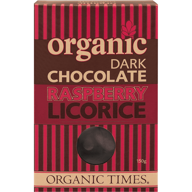 Organic Times Dark Chocolate Raspberry Licorice 150g
