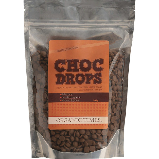 ORGANIC TIMES Choc Drops Milk Couverture Drops 500g | Food Product