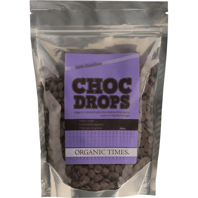 ORGANIC TIMES Choc Drops Dark Couverture Drops 500g | Food Product