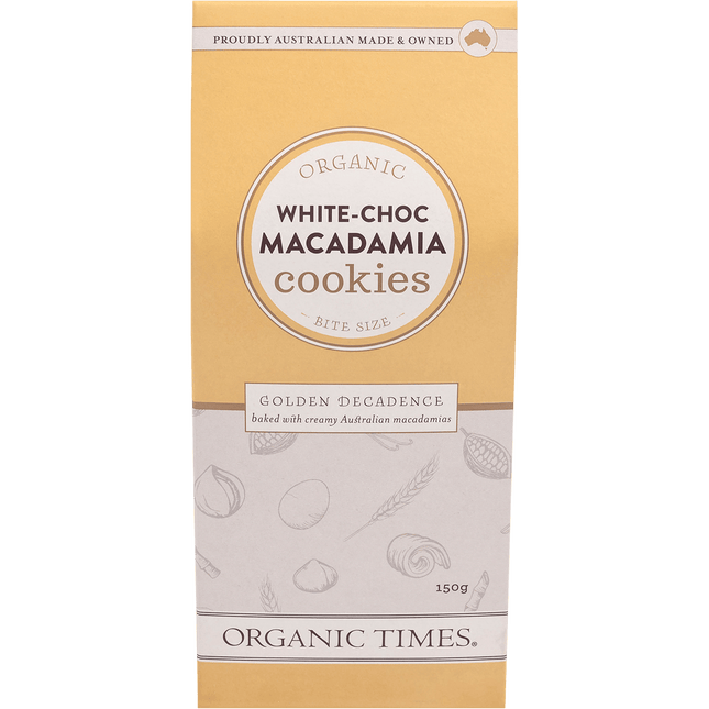 Organic Times White Choc Macadamia Cookies 150g