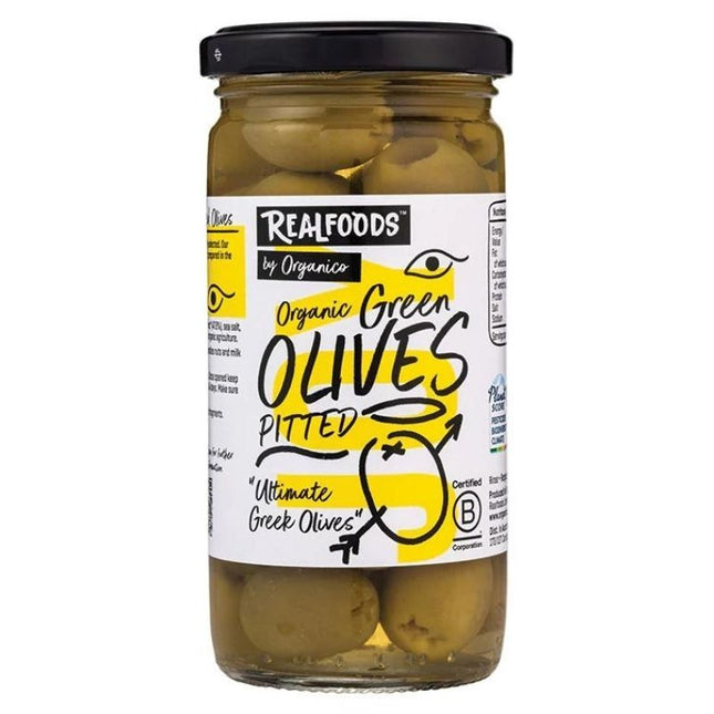 REALFOODS BY ORGANICO GREEN OLIVES PITTED 230G