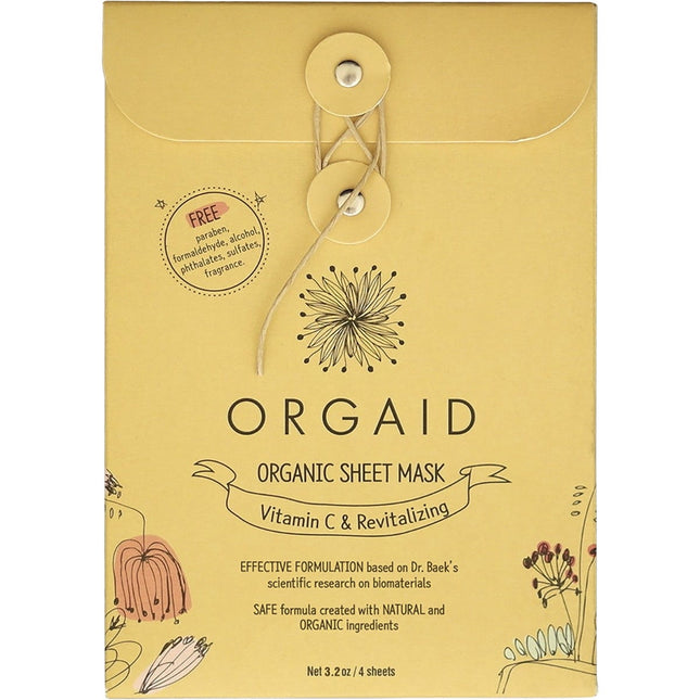 ORGAID Organic Sheet Mask Vitamin C & Revitalizing 4x24ml | Vitamin Supplement