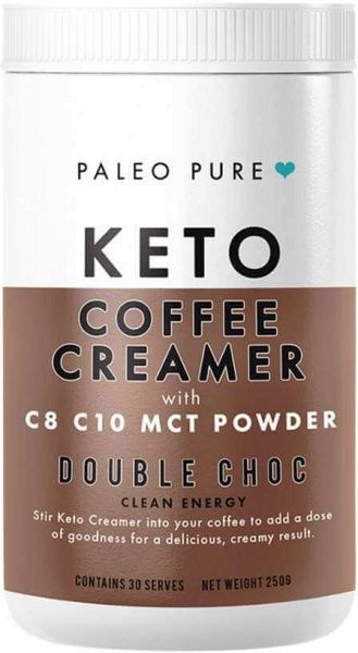 PALEO PURE KETO COFFEE CREAMER W/MCT POWDER DOUBLE CHOC 250G