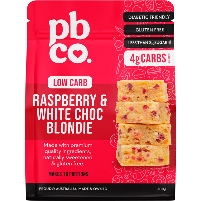 PBco Raspberry & White Choc Blondie Low Carb 300g