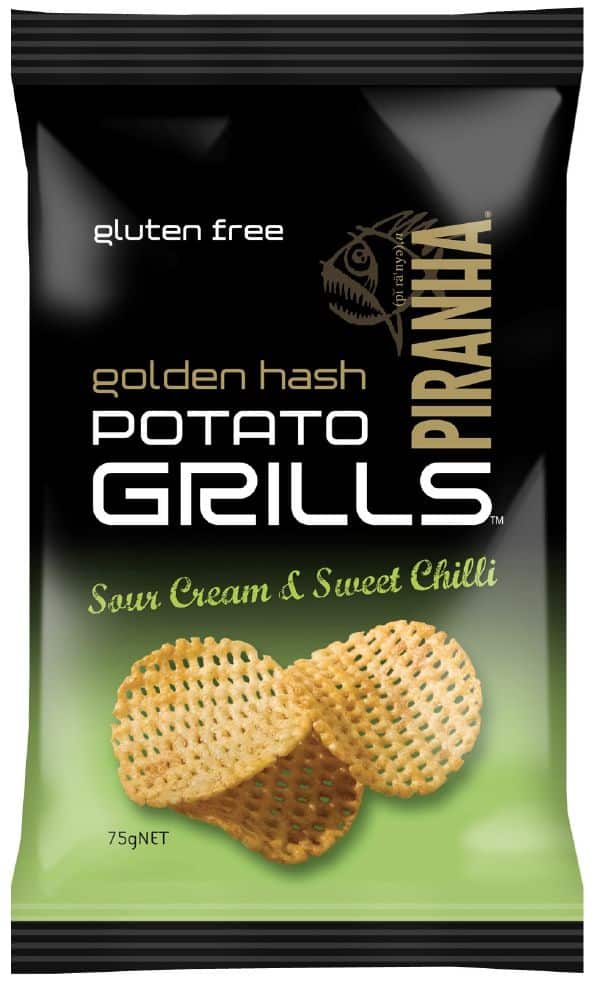 PIRANHA POTATO GRILLS SOUR CREAM & SWEET CHILLI G/F 12X75G