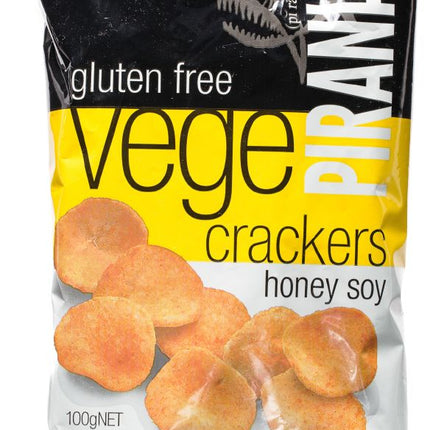 PIRANHA VEGE CRACKERS HONEY SOY 100G X 12