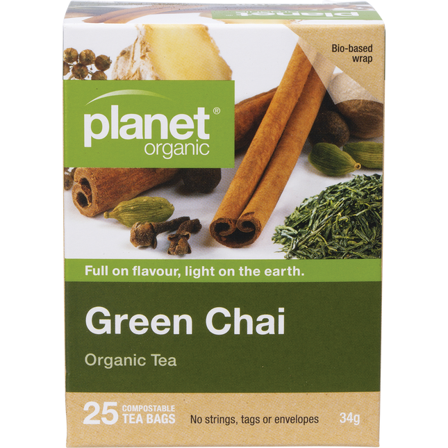 Planet Organic Green Chai Herbal Tea Bags 25pk