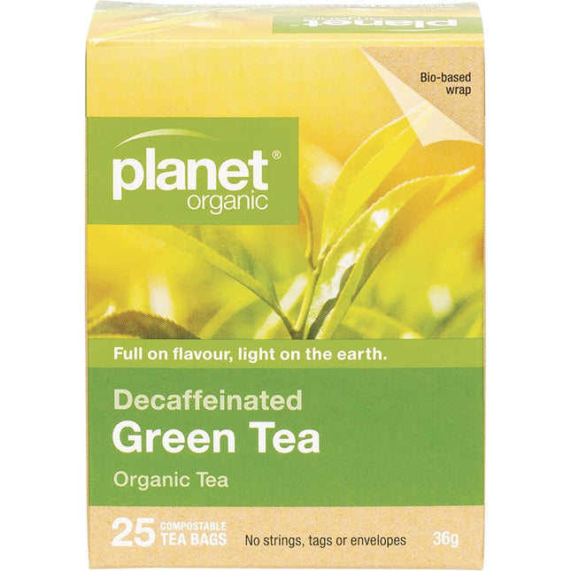 Planet Organic - Green Tea – Decaffeinated Herbal Tea Bags - 25pk