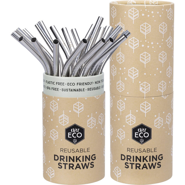 EVER ECO - STAINLESS STEEL STRAWS BENT COUNTER DISPLAY X25
