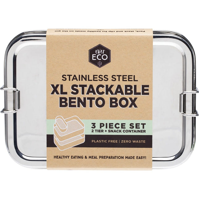 Ever Eco - Stainless Steel XL Stackable 2 Tier Bento +Mini Snack