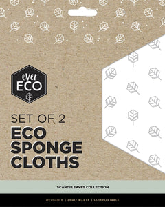 EVER ECO Eco Sponge Cloths Scandi Leaves Collection 2pk | Body & Skin Oil