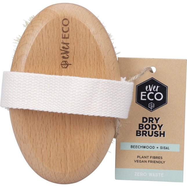Ever Eco - Dry Body Brush Beech Wood Handle, Sisal Bristles