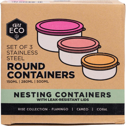Ever Eco - Stainless Steel Round Containers Rise Leak Resistant