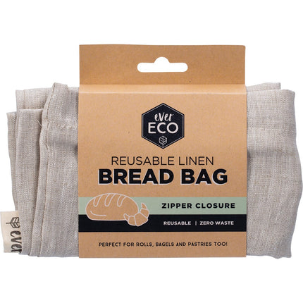 Ever Eco - Reusable Linen Bread Bag Zipper Closure 32x40cm -