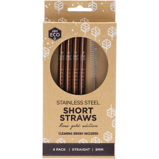 Ever Eco - Stainless Steel Short Straws Rose Gold