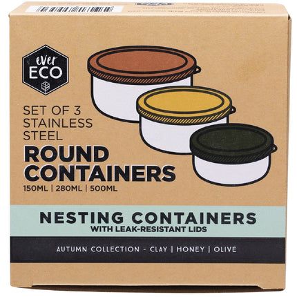 Ever Eco - Stainless Steel Round Nesting Containers Autumn
