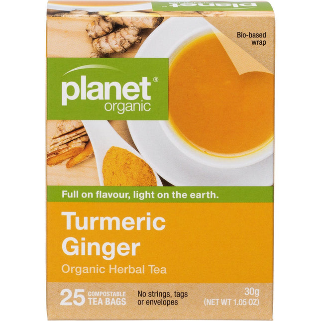 Planet Organic - Turmeric Ginger Herbal Tea Bags - 25pk