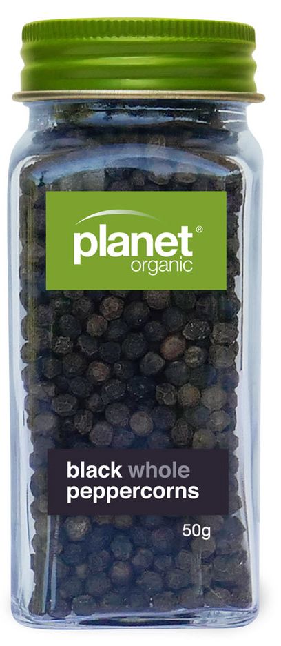 PLANET ORGANIC BLACK PEPPERCORNS WHOLE 50G