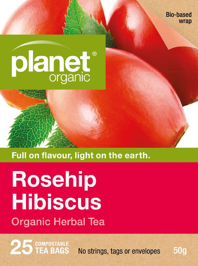 PLANET ORGANIC TEA ROSEHIP HIBISCUS X 25 TEA BAGS