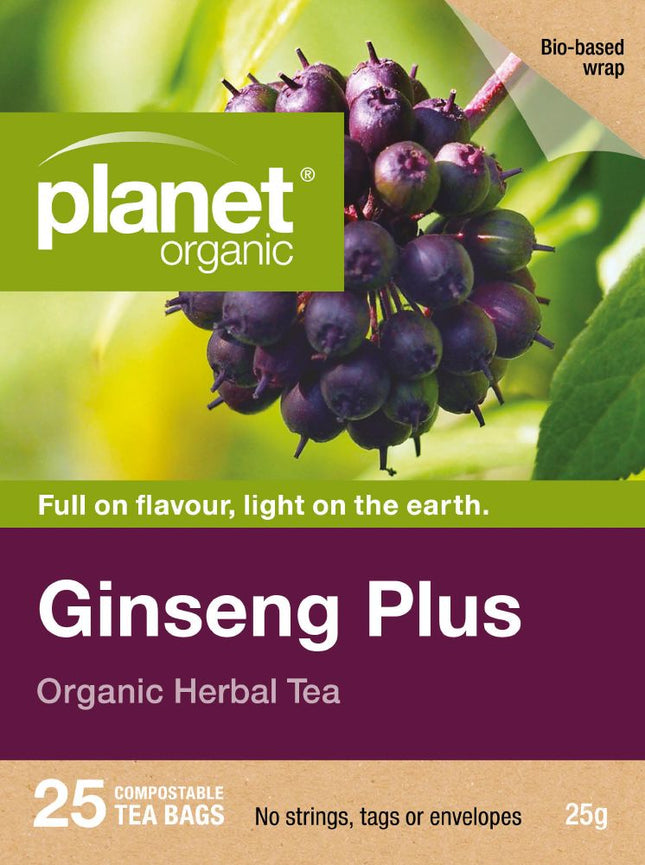 PLANET ORGANIC TEA GINSENG PLUS X 25 TEA BAGS